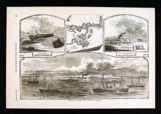 Harpers Civil War Print   Ship Island   New Orleans Approach