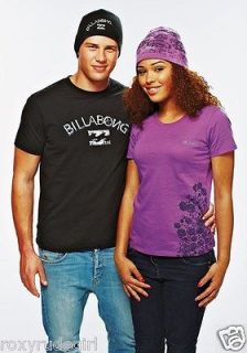 BILLABONG Beanie & TShirt SET Hat Top Gift Box PURPLE or BLACK S M L
