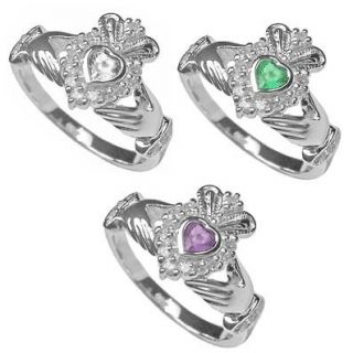 Newly listed Sterling Silver Claddagh Birthstone Ring April May June