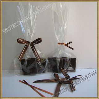 X6 clear cello bag for chocolate mold candy + Pre tied ribbon bows