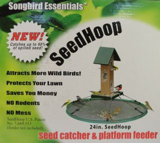 Wild Bird Seed Feeder 24 HOOP CATCHER PLATFORM for Hanging Pole or