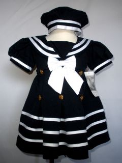 BABY GIRL & TODDLER SAILOR FORMAL OUTFITS DRESS NAVY S,M,L,XL,2T,3T