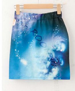 Universe Galaxy Starry Sky Print Elastic Bodycon Mini Skirt DkxB