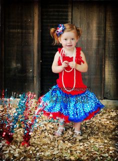 July Blue Star Red White Pettiskirt National Day Party Pageant Skirt