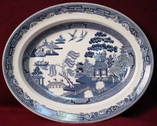 WEDGWOOD china WILLOW Blue pattern OVAL MEAT Serving PLATTER 12 3/4