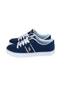 Mens Polo Ralph Lauren Canvas Trainers In Navy Blue BOLINGBROOK W402K