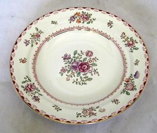 1950s Booths English Silicon China 7 1/4 Round Flat Soup Bowl Pinks