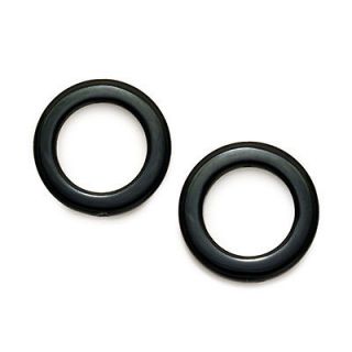Black Agate Round Circle Pendant Donut Beads 35mm (X2)