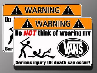 Vans shoe warning sticker skateboard skate bike ramp