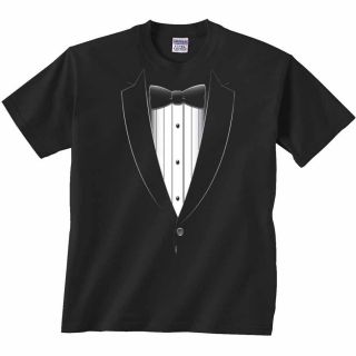Tuxedo T Shirt Black Bow Tie Tux Tee Prom Wedding Bachlor Party Dance