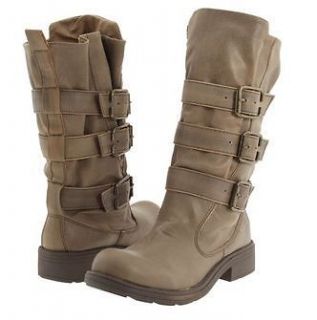 New Womens Big Buddha Casi Motorcycle Boots in Taupe Paris 7.5