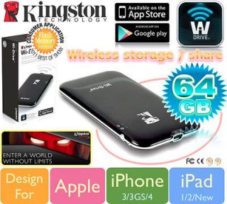 new 64 GB KINGSTON Wi Drive Wireless Storage for iphone ipad andriod
