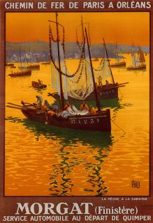 Morgat Sailboat Boat Fishing France French Fine Vintage Poster Repo