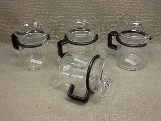 Set of 4 BODUM BISTRO Espresso Coffee Mugs Clear Glass Black Handle