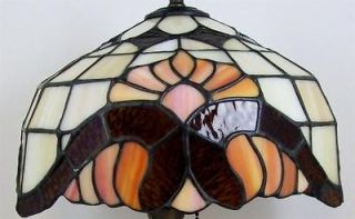 Nouveau Style Leaded Glass Lamp Shade Root Beer & Peach Slightly Oval