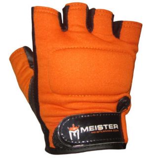 ORANGE WEIGHT LIFTING WORKOUT LEATHER GLOVES Meister Fitness Training
