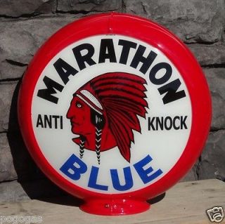 Red Indian Marathon Blue   13.5 Gas Pump Globe