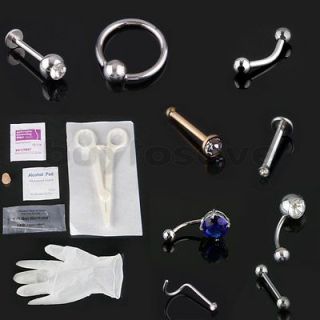 Lot of nose/lip/navel Stud Body Piercing Jewelry sterile Needle