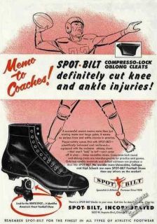 1951 Spot Bilt Football Shoes Compresso Lock Cleats Ad