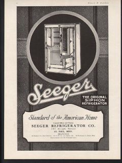1921 SEEGER REFRIGERATOR ICE BOX KITCHEN DECOR ST. PAUL MINNESOTA