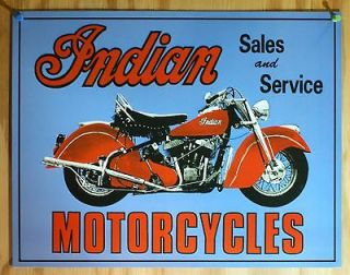 Indian Motorcycle Sales & Services Tin Sign HD Bike V Twin Blue Red