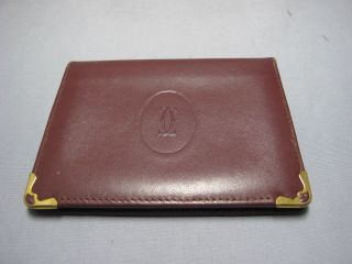 CARTIER PARIS Card Case Bordeaux Leather Authentic#617 3