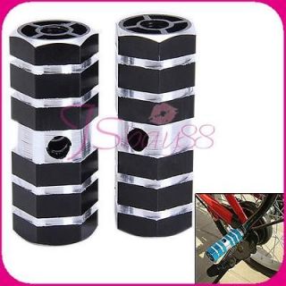 Pair of BMX Cycling Bike Parts Bicycle 3/8 Axle Alloy Foot Pegs Black