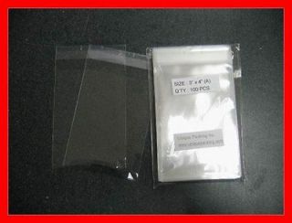 1000 3x4 Clear Resealable Poly / Cello BOPP Sleeves Bags 3 x 4