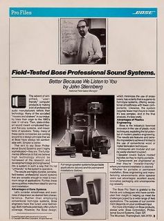 1985 BOSE PROFESSIONAL SOUND SYSTEM PRO FILES PRINT AD