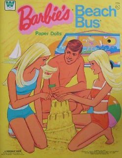 Barbie BARBIES BEACH BUS Paper Dolls Book (1976 Whitman)