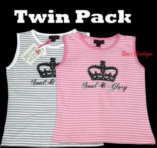 Girls Cotton Vest Tops 5 10 Years Twin Multi Pack Bundle Childrens