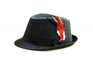 New Men Women Feather Felt Trilby Fedora Hat Cap Black color