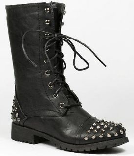 Black Military Lace Up Mid Calf Combat Boot Nature Breeze Harley 10
