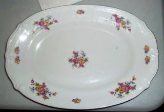 Large Oval Serving PLatter Chodziez Made in Poland Floral Bouquets