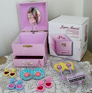 CHILDRENS CHILDS BALLERINA MUSICAL JEWELRY BOX & TOY CLIP ON EARRINGS