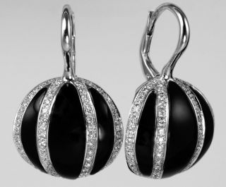 Chimento Onyx & Diamond LUNA 18ct white gold earrings at The Chelsea