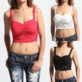 Crochet LACE Sleeveless BUSTIER BRALET TOP Stretch Cropped Cami NEW