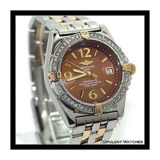 Breitling 18k Diamond Watch Factory VVS1 Diamonds B77346 Callisto