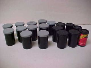 35mm Empty Film Canisters 18 BLACK Film Cans BEADS Storage Geocaching