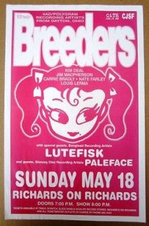 1997 BREEDERS   LUTEFISK   PALEFACE Concert GIG Poster Canada