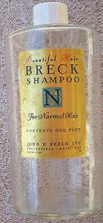 Vintage BRECK Shampoo Bottle   1 Pint Size   Glass Bottle, Plastic Cap
