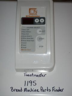 Toastmaster bread maker machine part Control Panel 1195
