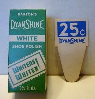Vintage Bartons Dyan Shine White Shoe Polish Bottle Box With Price