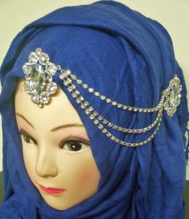 Diamond Double Brooch scarf hijab pin Crystal bridal headpiece