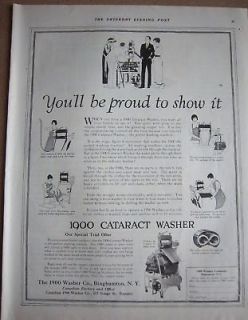 1919 Antique 1000 Cataract Wringer Washer Ad