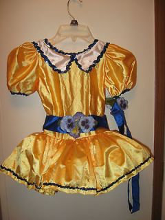Small Size 4 Curtain Call Dance Outfit Bright Yellow Blue Flowers NWT