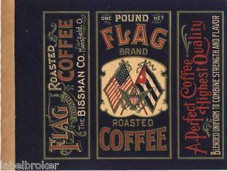 TIN CAN LABEL VINTAGE COFFEE FLAG PATRIOTIC CUBA 1920 C GENERAL STORE