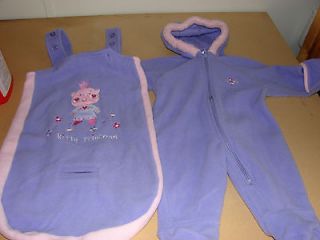 Infant girl Bunting with overall carrier, Lavender pink KITTY PRINCESS