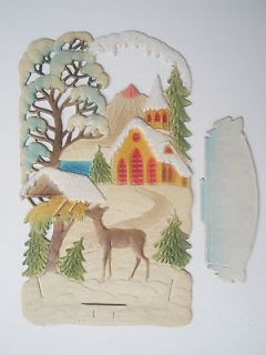 Antique Die Cut Embossed Calendar Western Germany Deer Glittered
