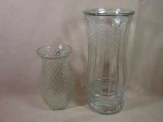 Vintage Clear Glass Vases Hoosier Diamond Brody Wheat